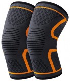 Set de 2 genunchiere FancyWhoop, negru/portocaliu, nailon/spandex/latex, M