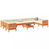 VidaXL Set canapele grădină cu perne, 11 piese, maro lemn masiv de pin 3299648