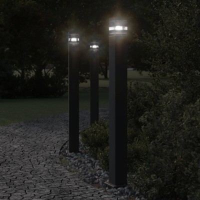 vidaXL Lampă exterioară de podea cu senzor, negru, 110 cm, aluminiu foto