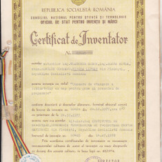 bnk div Certificat de inventator 1978
