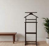 Portmantou suport haine, tip valet, dublu, din lemn masiv, 102 cm, wenge