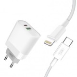 INCARCATOR RETEA XO-L64 QC 3.0, 18W,+ CABLU DE INCARCARE LIGHTNING (APPLE), ALB, BLISTER