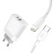 INCARCATOR RETEA XO-L64 QC 3.0, 18W,+ CABLU DE INCARCARE LIGHTNING (APPLE), ALB, BLISTER