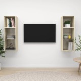 VidaXL Dulapuri TV suspendate, 2 buc, stejar sonoma, lemn prelucrat