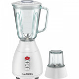 Blender Hausberg HB-7760AB, 300W, 1.5L, 3 viteze, Functie Pulse, maruntire gheata, 4 lame detasabile, alb