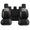 Set Huse Scaune Auto pentru Ssangyong Rexton - Panda PSC02, material textil cu piele ecologica, cu fermoare pentru bancheta rabatabila, negru cu dungi