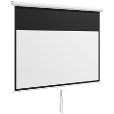 HOMCOM Ecran pentru Proiector 80" 16:9 cu Sfoară de Reglaj, din Plastic și Metal, 187x8x150 cm, Alb | Aosom Romania