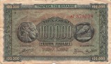 Bancnota Grecia 100.000 Drahme 1944 - P125 VF ( vezi descriere )
