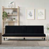 VidaXL Canapea extensibilă cu suporturi de pahare, negru, textil