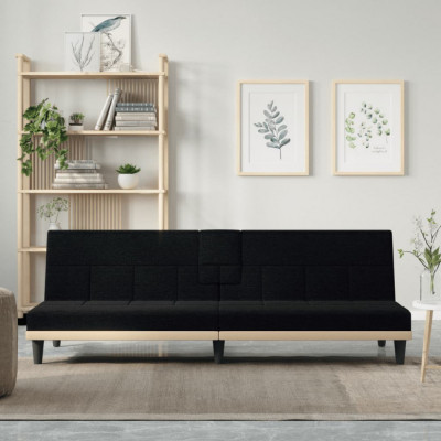 Gossi canapea extensibila cu suporturi de pahare, negru, textil foto