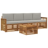 vidaXL Set de canapele de exterior 5 pcs Natural și gri deschis 3383997