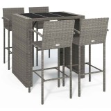 Cumpara ieftin Set mobilier bar de gradina, 5 piese, gri, poliratan