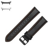 Curea piele compatibila Samsung Galaxy Watch Ultra, Negru/Portocaliu