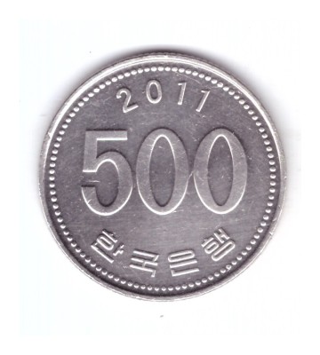 Moneda Coreea de Sud 500 won 2011, stare foarte buna, luciu, curata foto