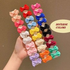 Set de 2 clame de par cu fundita diverse culori (Culoare: Negru)