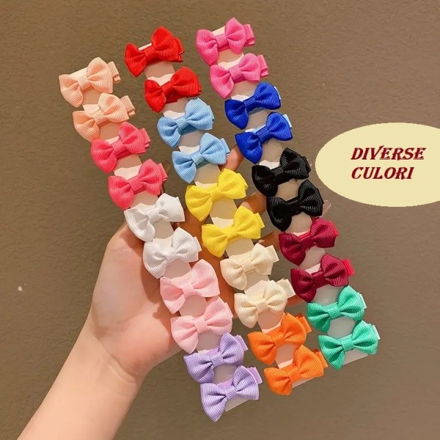 Set de 2 clame de par cu fundita diverse culori (Culoare: Negru)