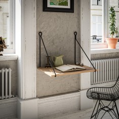 Birou montabil pe perete And&oslash;y 70x54x50cm negru/efect lemn [en.casa] HausGarden Leisure