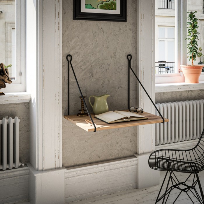 Birou montabil pe perete And&oslash;y 70x54x50cm negru/efect lemn [en.casa] HausGarden Leisure