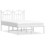 Cumpara ieftin Cadru de pat metalic cu tablie, alb, 120x200 cm