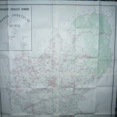 Harta Judetului Mures 1982 dim. = 141x120 cm RSR -Inst. Geodezie si Organizarea