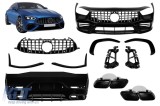 Un pachet de design tip GT63 cu grila crom/neagra tip GT potrivit pentru Mercedes A Design GT X290 Coupe cu 4 usi dupa 2019 Performance AutoTuning