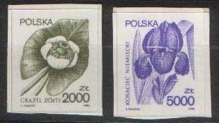 Polonia 1990 - flora,autoadesive,2v.neuzat,perfecta stare(z)