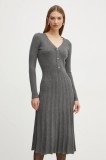 Morgan rochie din amestec de lana RMFRED culoarea gri, midi, evazată, RMFRED