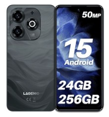 Telefon Mobil LAGENIO A11 Pro, Negru, 4G, 6.7 HD+ 120Hz, 24GB RAM (8GB + 16GB Extensibili), 256GB ROM, 50MP, Android 15, Unisoc T7250, OTG, Jack, Face
