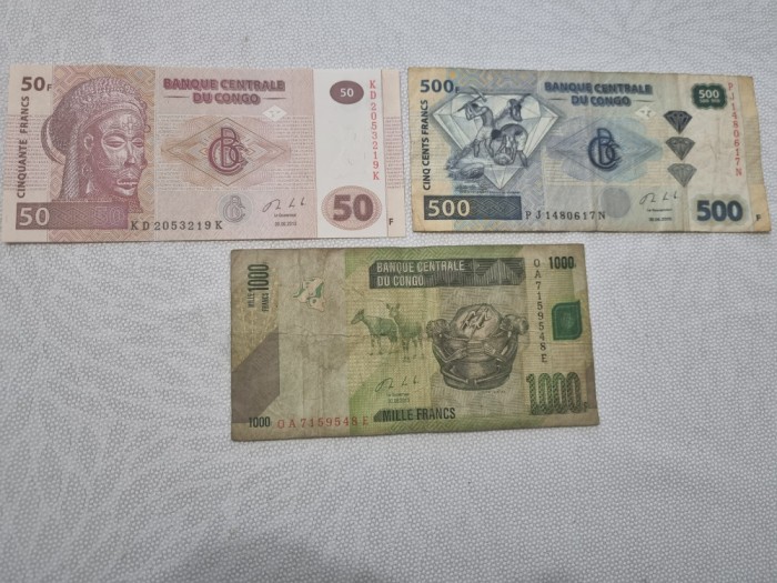 bancnote congo 3v. 2013