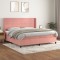 vidaXL Pat box spring cu saltea, roz, 200x200 cm, catifea 3132764