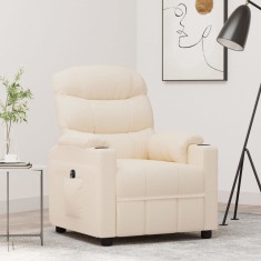 vidaXL Fotoliu rabatabil electric, crem, material textil foto