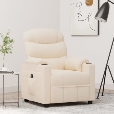 vidaXL Fotoliu rabatabil electric, crem, material textil 3143500 foto