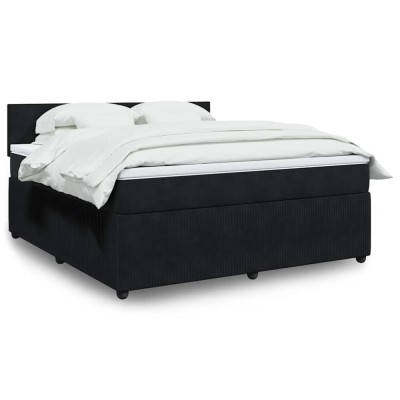 vidaXL Pat box spring cu saltea, negru, 180x200 cm, catifea 3290102 foto