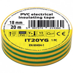 Banda izolatoare, verde-galben IT20YG 20m×18mm, PVC, 0-80°C, 5.5kV/mm