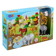 Joc constructie ferma din cuburi, 91 piese, 4 figurine