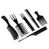 Set Piepteni Coafor, 6 Bucăți, Diverse Forme, Negru, Plastic, Oem