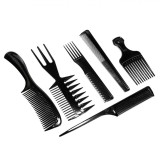 Set Piepteni Coafor, 6 Bucăți, Diverse Forme, Negru, Plastic, Oem