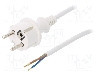 Cablu alimentare AC, 1.5m, 3 fire, culoare alb, cabluri, CEE 7/7 (E/F) mufa, SCHUKO mufa, PLASTROL - W-98369