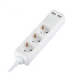 PRELUNGITOR 3 CAI + 2USB 5M(3G1.5MM2) ALB, V-TAC