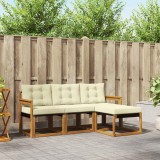 vidaXL Set de canapele de exterior cu pernă 4 pcs Natural și Crem 3368537