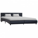 Cadru de pat, negru, 160 x 200 cm, piele artificială, Cires, Dublu, Cu polite semirotunde, vidaXL