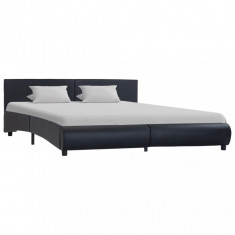 Cadru de pat, negru, 160 x 200 cm, piele artificială