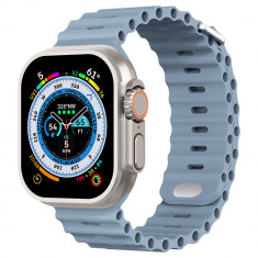 Curea silicon TU&amp;YA&reg; Premium, pentru Apple Watch 8/7/6/5/4/3, Display 49/45/44/42 mm, Albastru Deschis