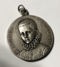 Medalie argintata cu sfantul iezuit S. ALOISIUS GONZAGA PUER foto