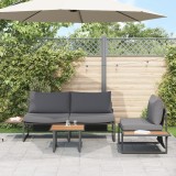 Set canapea gradina vidaXL, 3 piese, antracit, otel, perne incluse, 2-3 locuri, masa 55x55cm. Ideal balcon/terasa