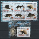 Timorul de Est 2001 - Seria Completă + Coliță &bdquo;Faună / Specii de Porci Spinoși și Rozătoare cu Țepi&rdquo; Ștampilat - Cod: -SW13
