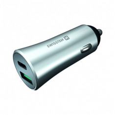 Incarcator Auto Swissten Power Delivery Cu USB-C Si USB Quick Charge 3,0 36W, Argintiu Metalic foto