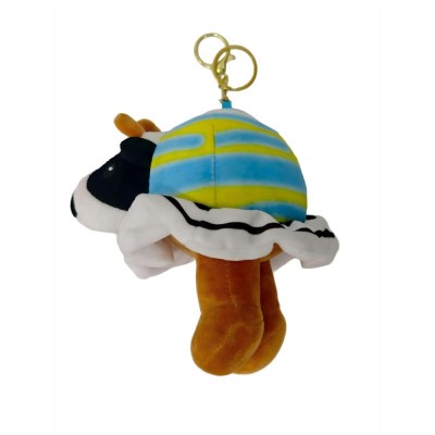 Jucarie Moale de Plus de Tip Breloc, Flippy, Model Italian Brainrot Vaca Saturno Saturnita, 16 x 15 cm, Albastru Galben foto