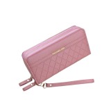 Portofel lung dublu pentru dama, fashion clasic, - Roz Coral