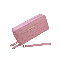 Portofel lung dublu pentru dama, fashion clasic, - Roz Coral